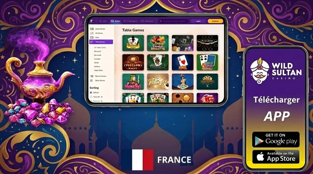 Capture d'écran de l'app WildSultan Casino